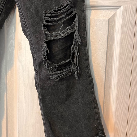 BDG Charcoal Kick Flare High Rise Cropped Distressed Jeans Urban Outfitters - Picture 7 of 15